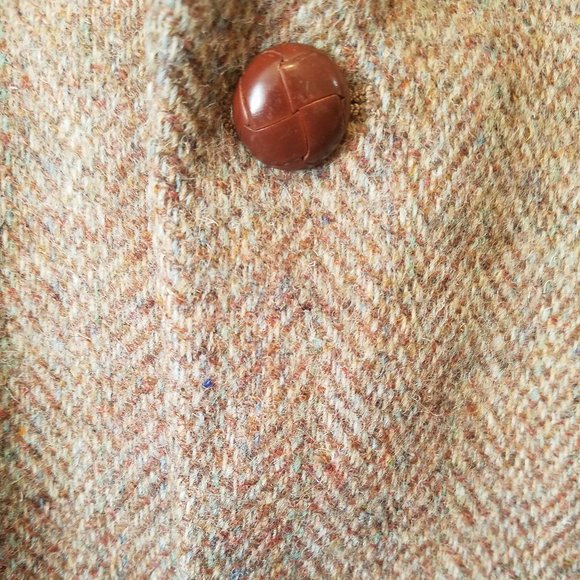 Harris Tweed 38R Tan Sport Coat Leather Buttons - Picture 7 of 12
